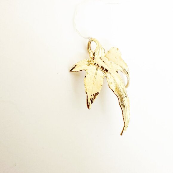 Gold Dipped Real Leaf Pendant Charm Vintage NWT - Picture 4 of 5